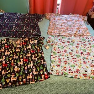 Lot of four 3x Christmas scrub tops